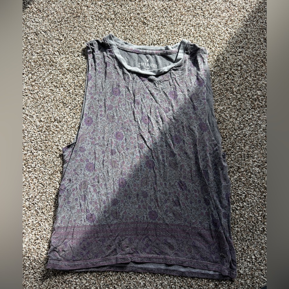 Gray and Purple Muscle Tee